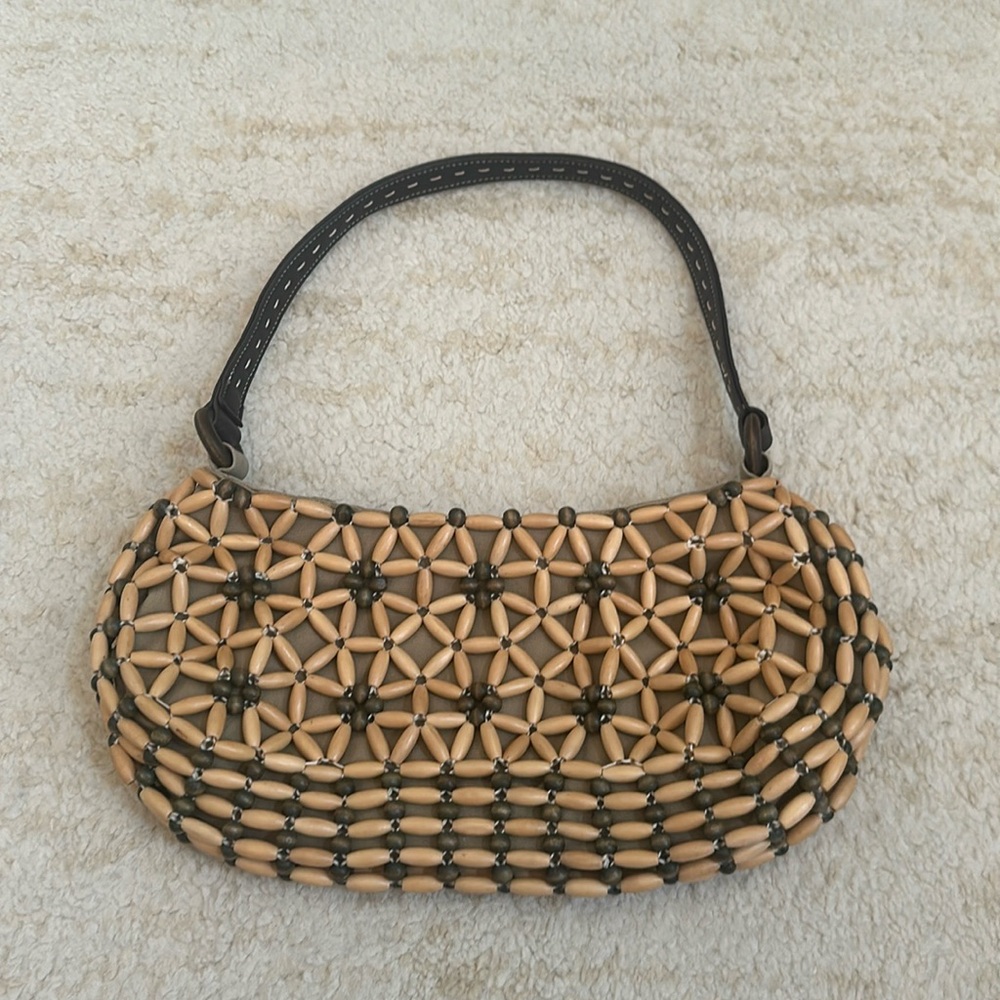 Nine West beaded wood summer bag! Excellent condition- used once!